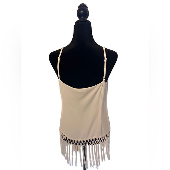 NWOT Joy Joy white tank with fringe size small - Picture 2 of 3